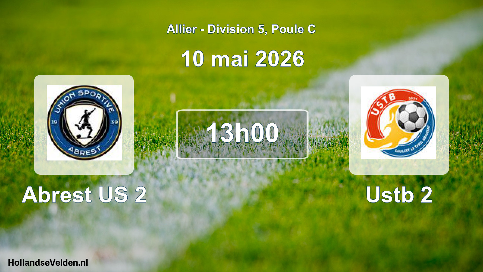 Match programmé: Abrest US 2 - Ustb 2 (10 mai 2026)