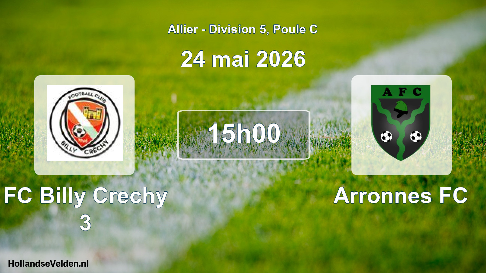 Geplande wedstrijd: FC Billy Crechy 3 - Arronnes FC (24 mei 2026)