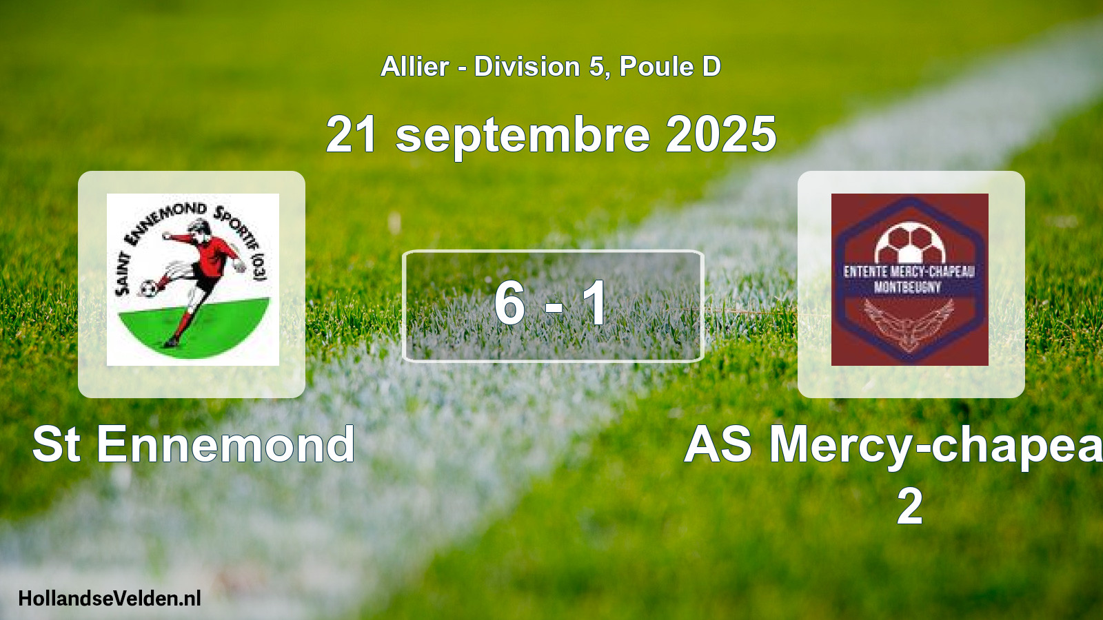 Gespeelde wedstrijd: St Ennemond - AS Mercy-chapeau 2 6 - 1 (21 september 2025)