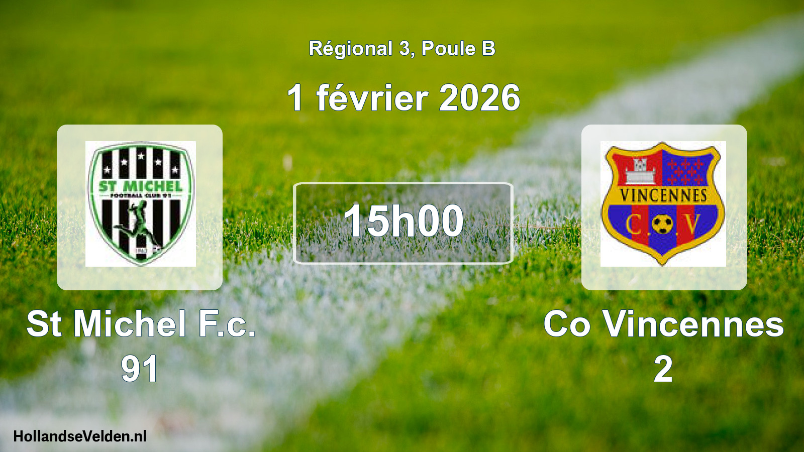 Geplande wedstrijd: St Michel F.c. 91 - Co Vincennes 2 (1 février 2026)