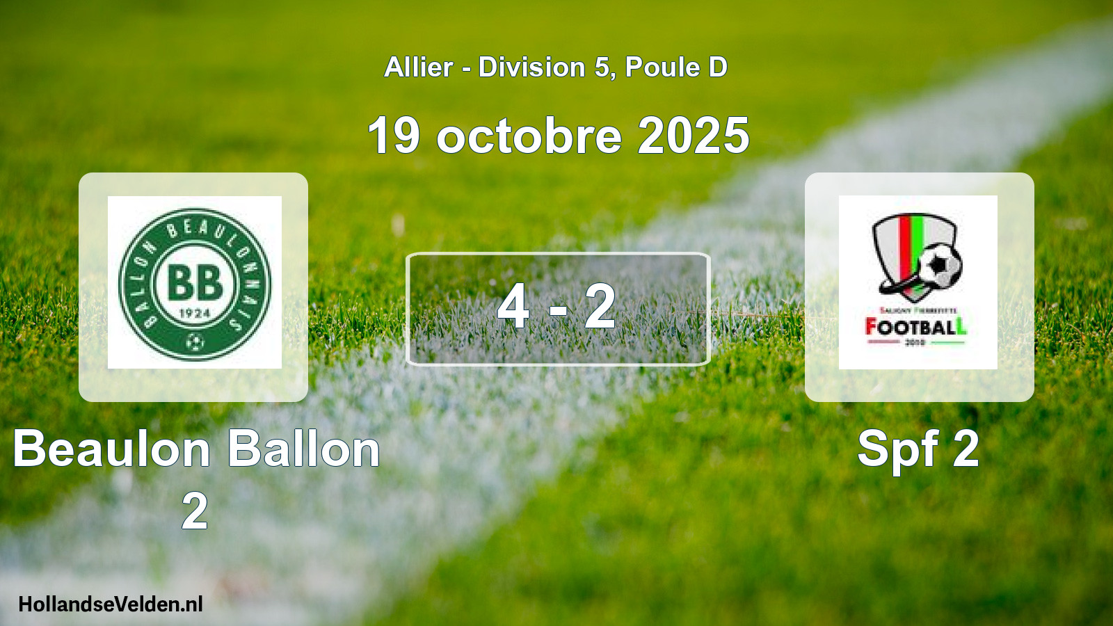 Total number of matches played: Beaulon Ballon 2 - Spf 2 4 - 2 (19 October 2025)