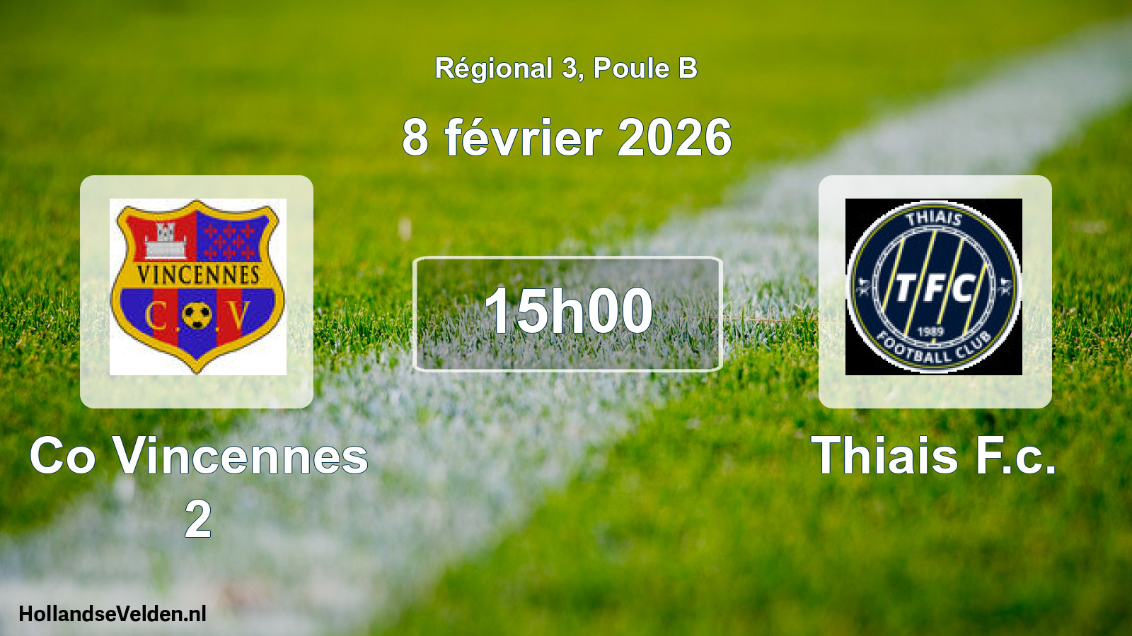 Geplande wedstrijd: Co Vincennes 2 - Thiais F.c. (8 février 2026)