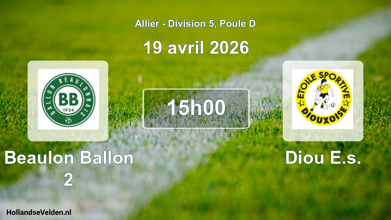 Scheduled Match: Beaulon Ballon 2 - Diou E.s. (19 April 2026)