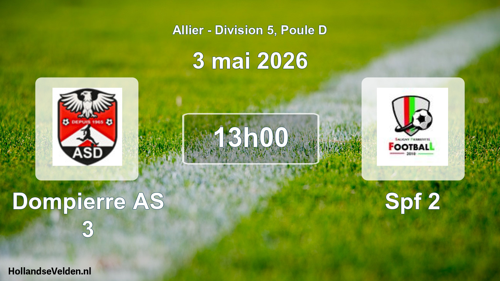 Match programmé: Dompierre AS 3 - Spf 2 (3 mai 2026)