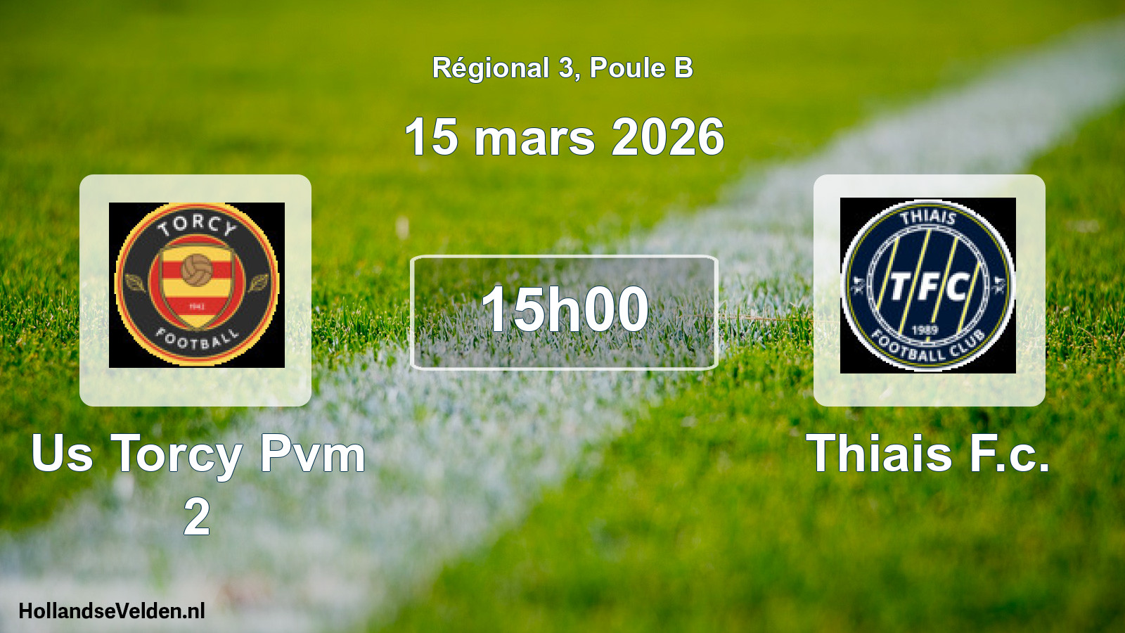 Geplande wedstrijd: Us Torcy Pvm 2 - Thiais F.c. (15 mars 2026)