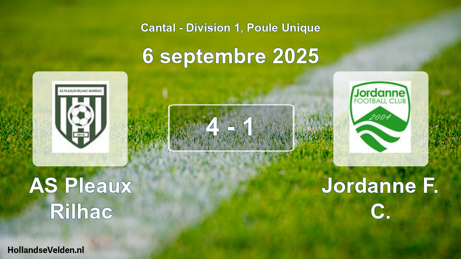 Gespeelde wedstrijd: AS Pleaux Rilhac - Jordanne F. C. 4 - 1 (6 september 2025)