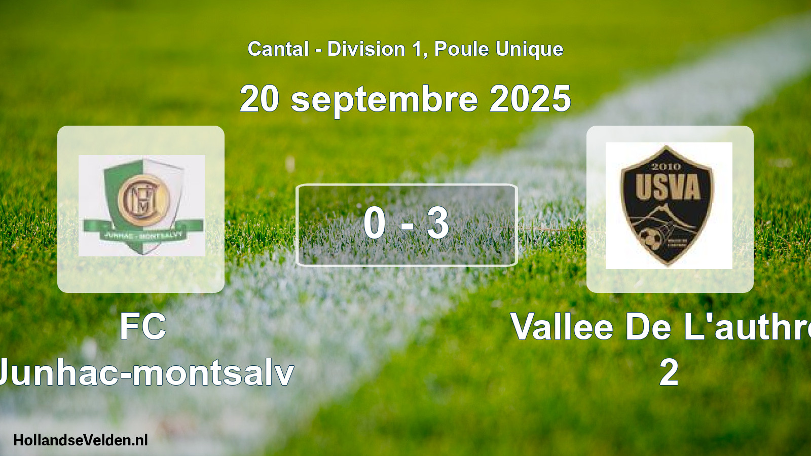 Gespeelde wedstrijd: FC Junhac-montsalv - Vallee De L'authre 2 0 - 3 (20 september 2025)