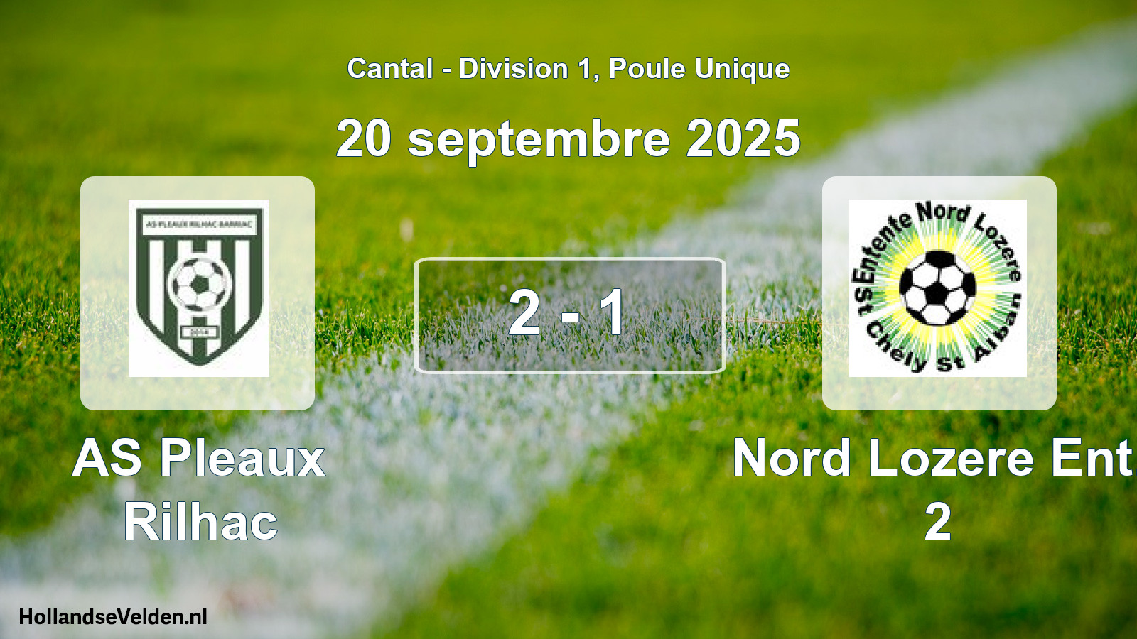 Gespeelde wedstrijd: AS Pleaux Rilhac - Nord Lozere Ent. 2 2 - 1 (20 september 2025)