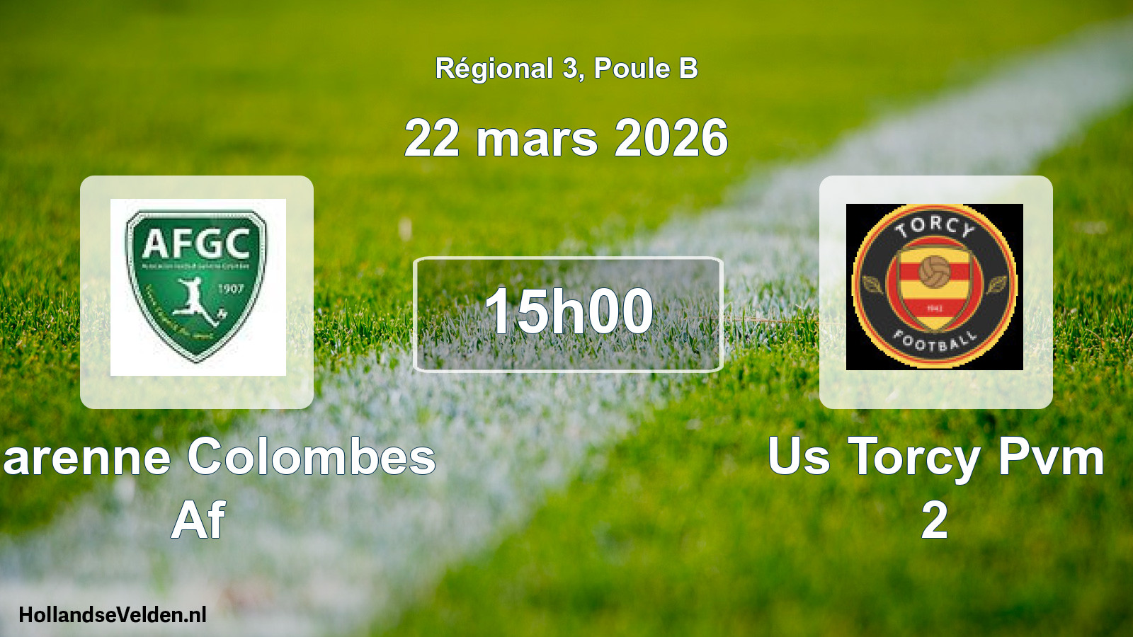 Geplande wedstrijd: Garenne Colombes Af - Us Torcy Pvm 2 (22 maart 2026)