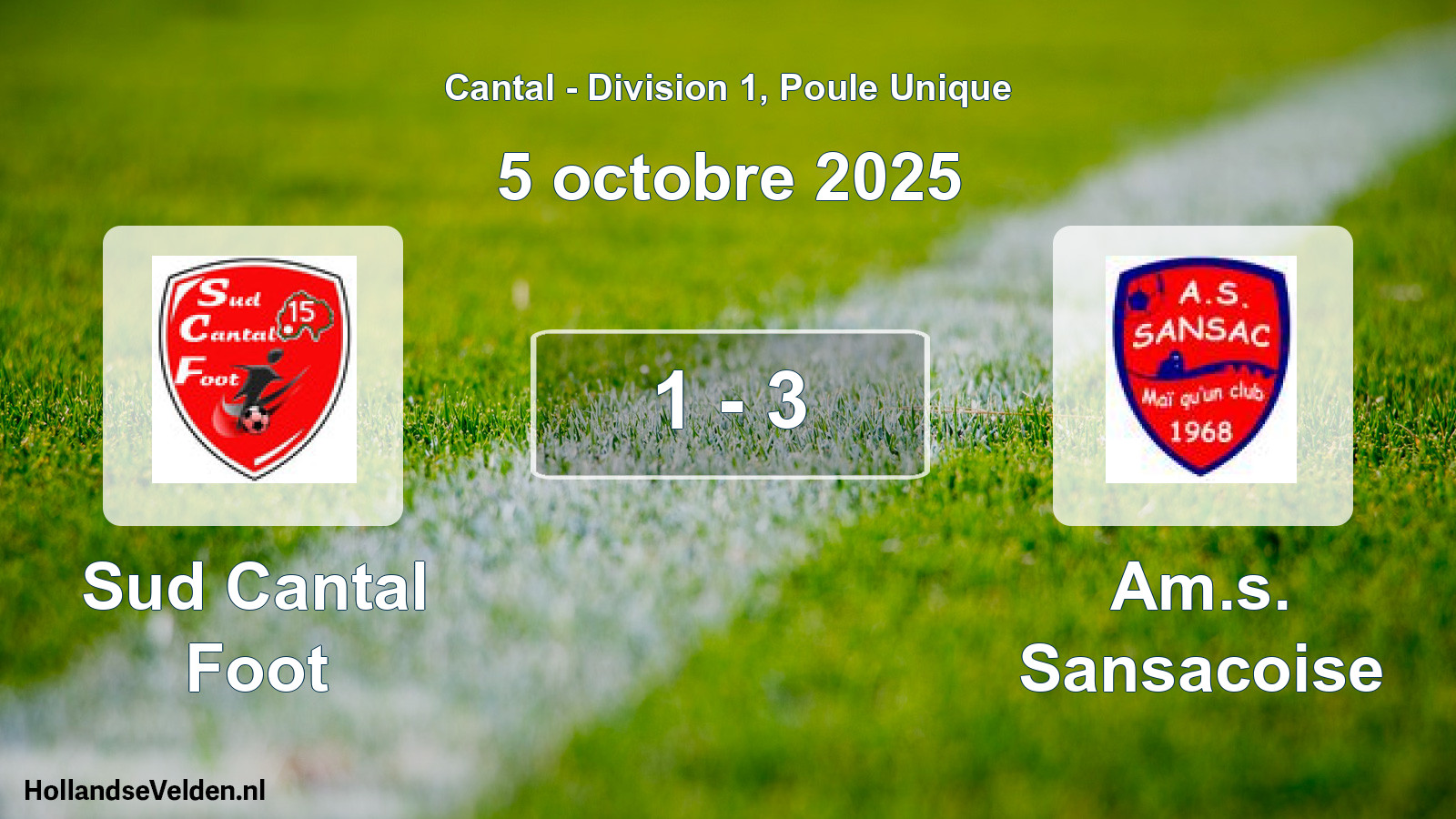 Gespeelde wedstrijd: Sud Cantal Foot - Am.s. Sansacoise 1 - 3 (5 oktober 2025)