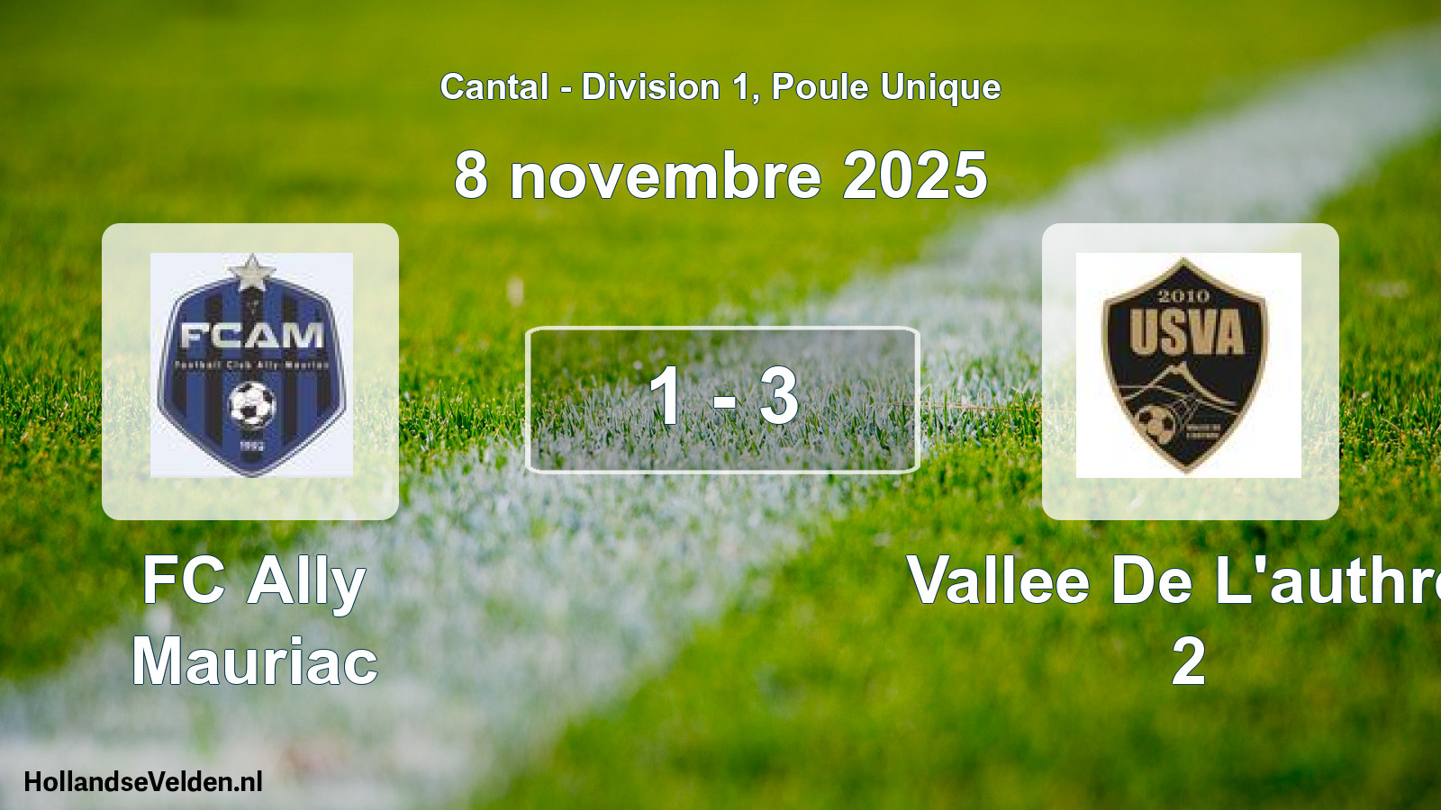 Gespeelde wedstrijd: FC Ally Mauriac - Vallee De L'authre 2 1 - 3 (8 november 2025)