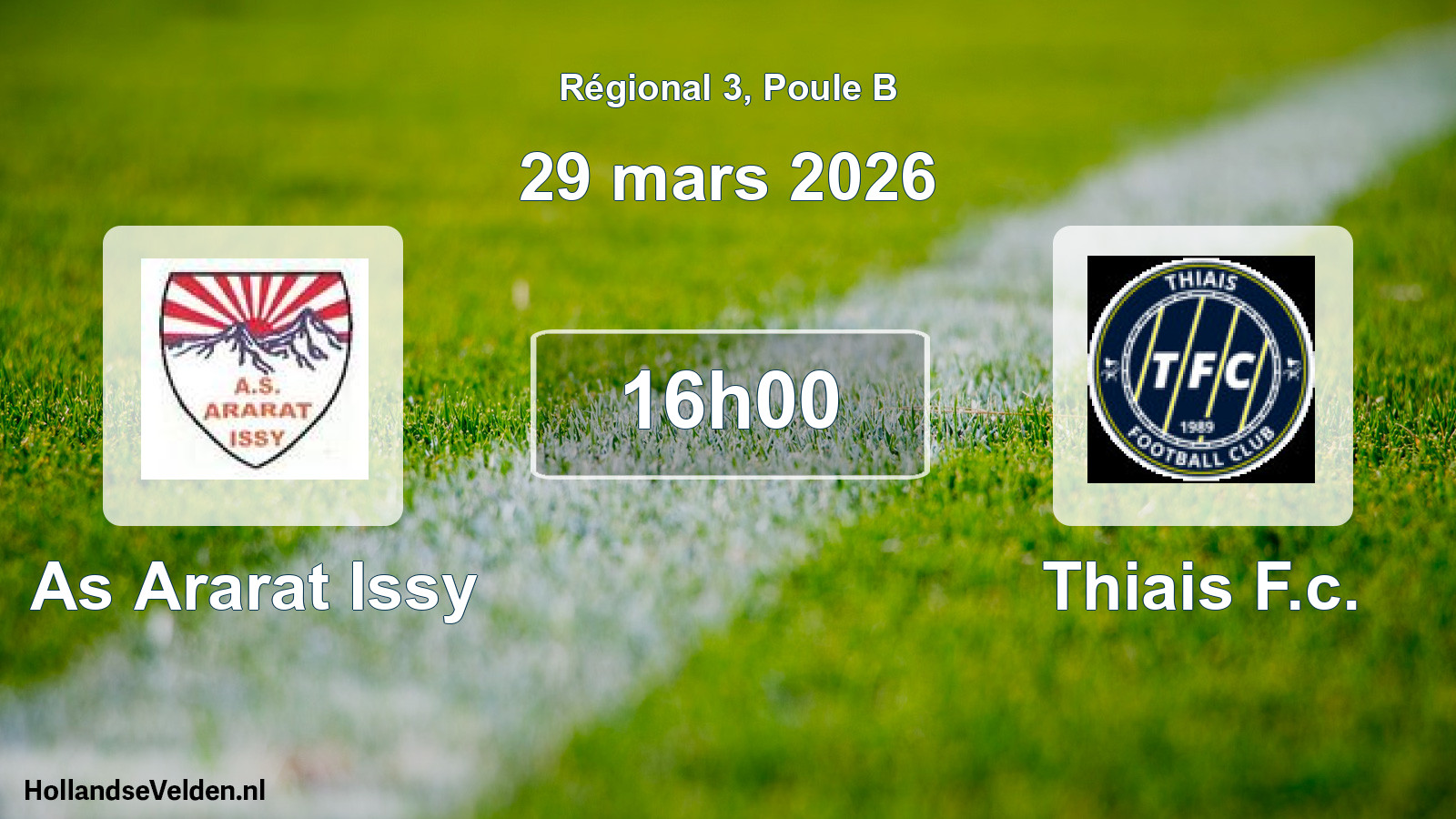 Geplande wedstrijd: As Ararat Issy - Thiais F.c. (29 mars 2026)