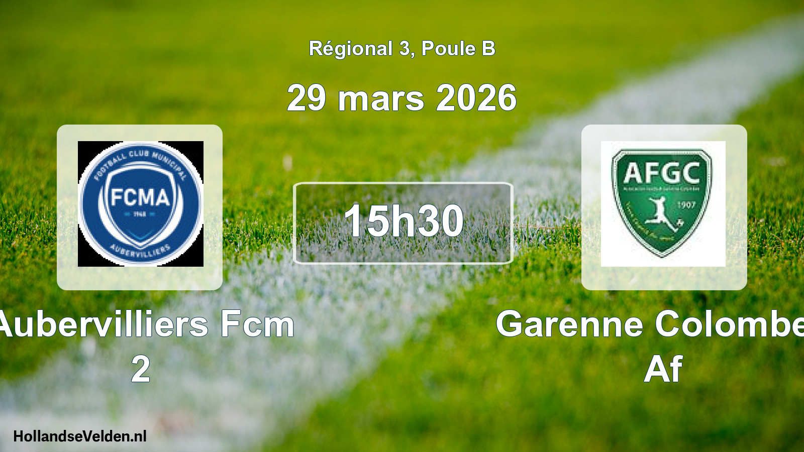 Scheduled Match: Aubervilliers Fcm 2 - Garenne Colombes Af (29 March 2026)