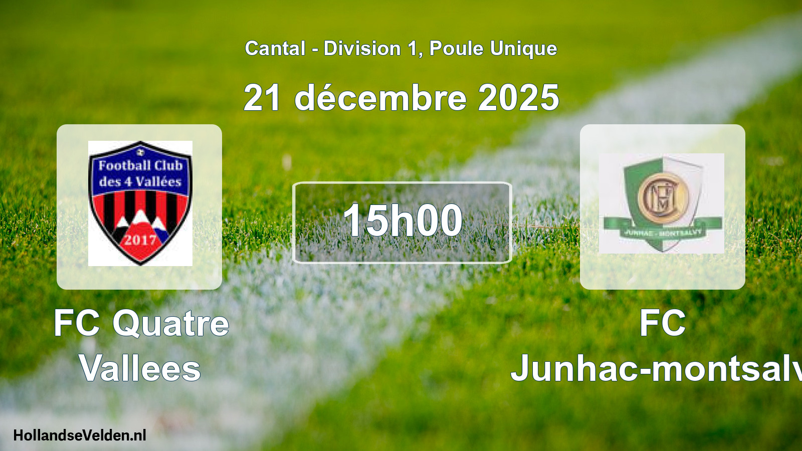 Geplande wedstrijd: FC Quatre Vallees - FC Junhac-montsalv (23 november 2025)