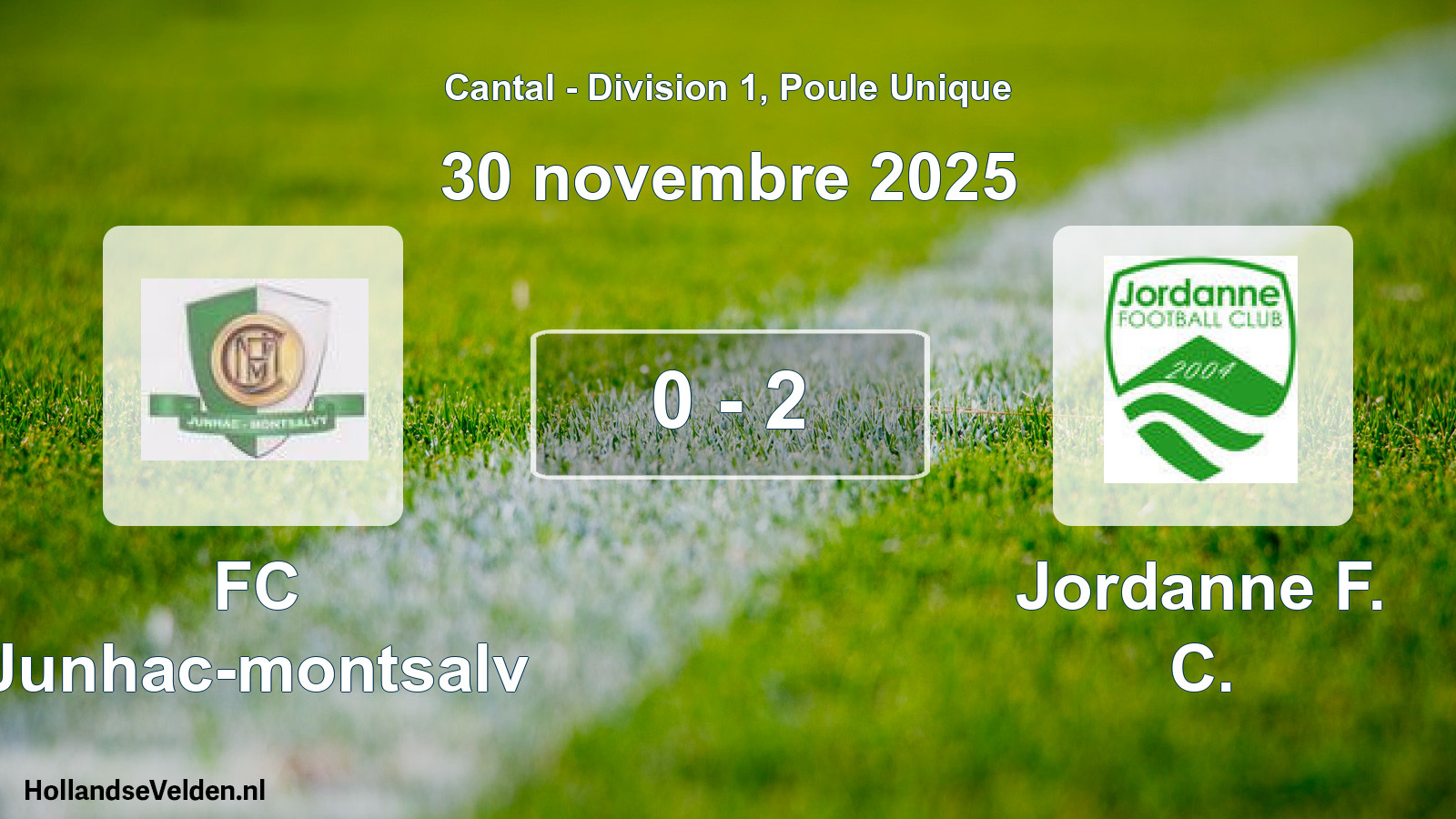 Gespeelde wedstrijd: FC Junhac-montsalv - Jordanne F. C. 0 - 2 (30 november 2025)