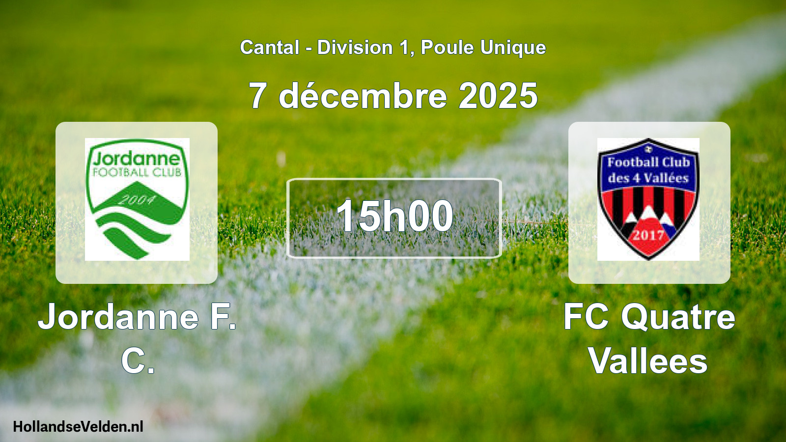Geplande wedstrijd: Jordanne F. C. - FC Quatre Vallees (7 december 2025)