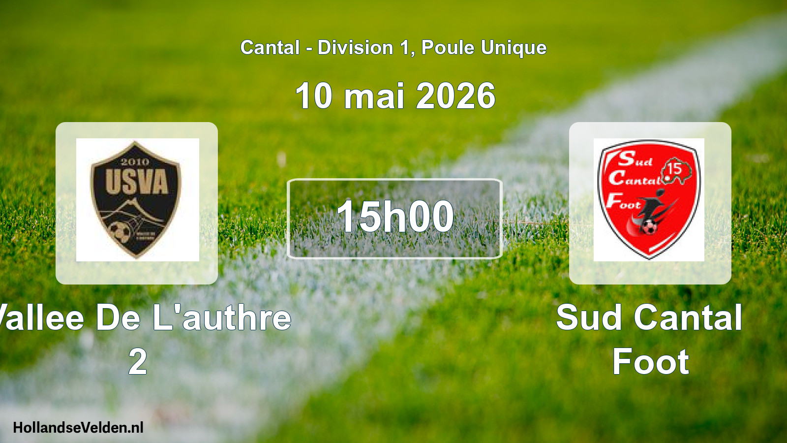Geplande wedstrijd: Vallee De L'authre 2 - Sud Cantal Foot (10 mei 2026)