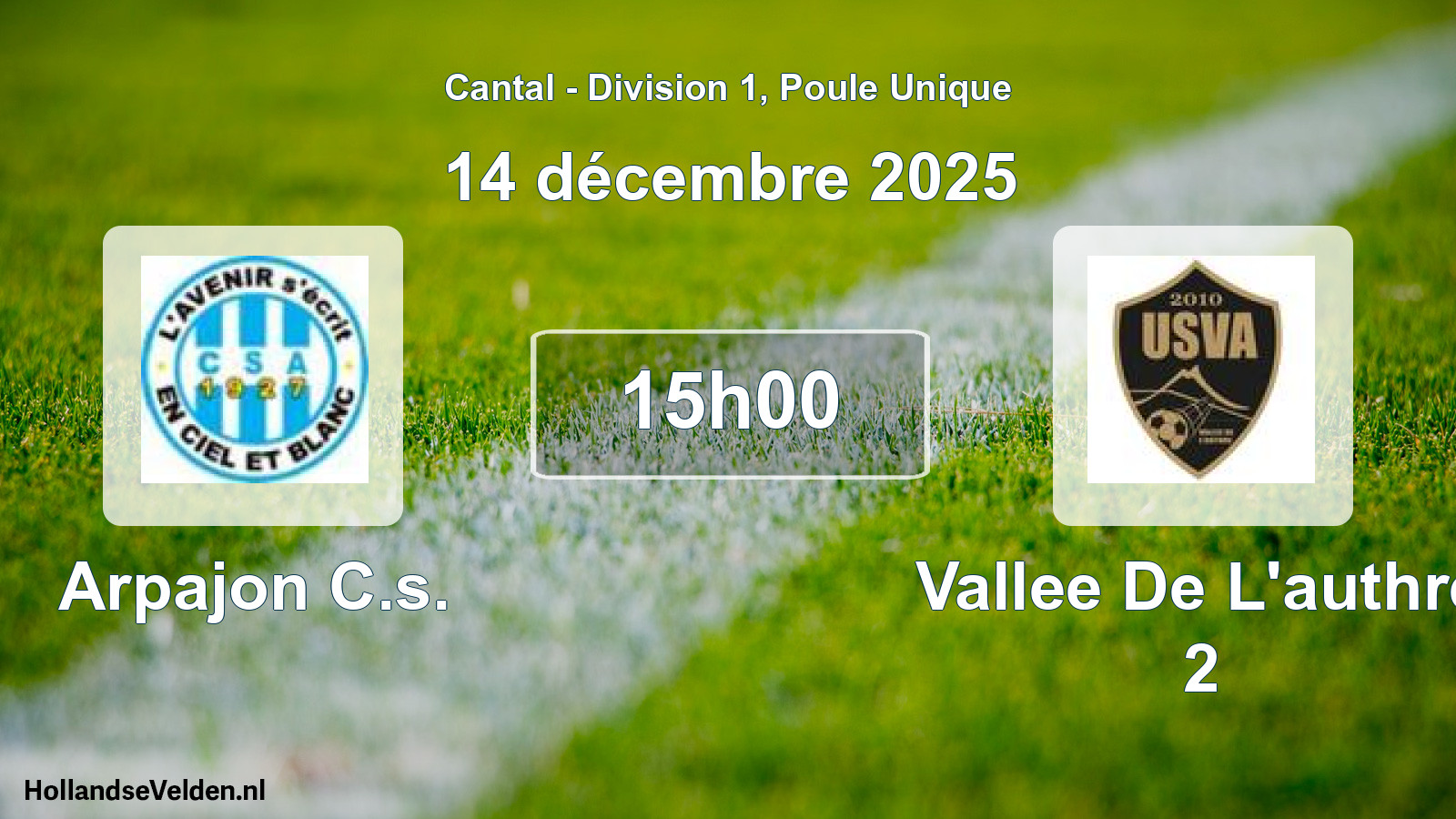 Match programmé: Arpajon C.s. - Vallee De L'authre 2 (14 décembre 2025)