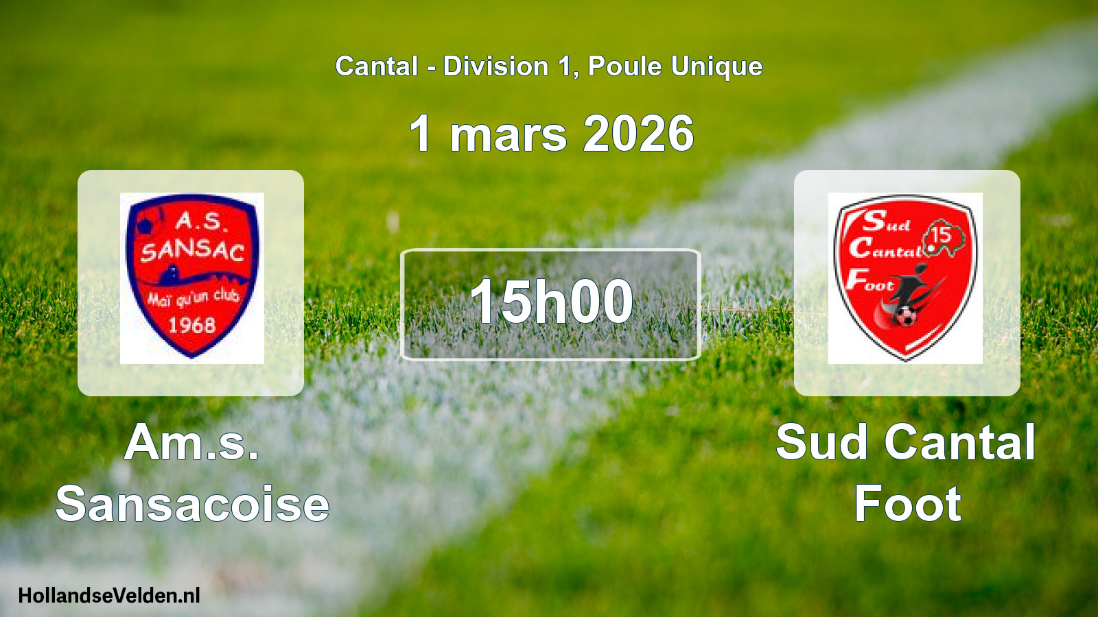 Geplande wedstrijd: Am.s. Sansacoise - Sud Cantal Foot (1 maart 2026)