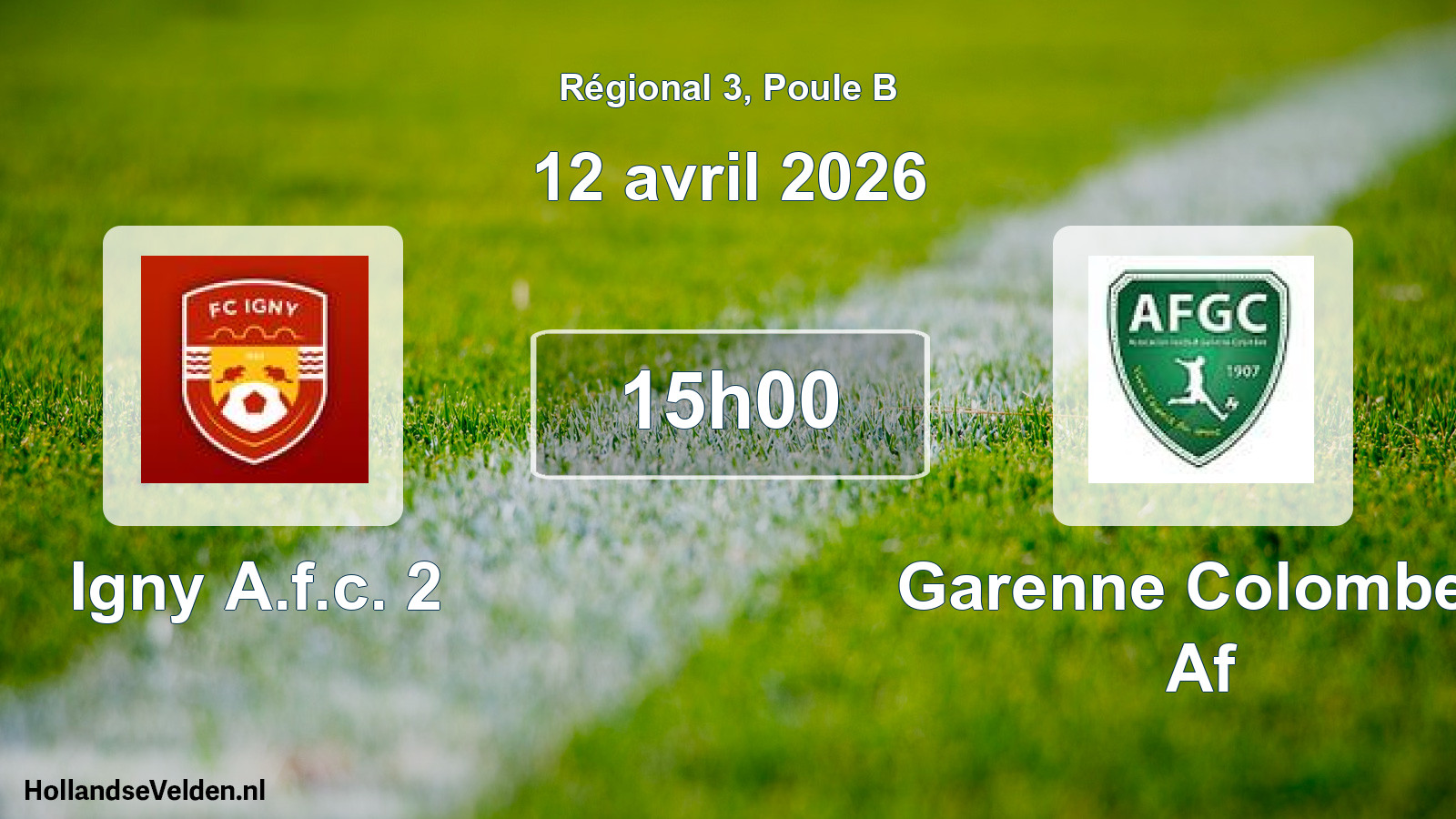 Geplande wedstrijd: Igny A.f.c. 2 - Garenne Colombes Af (12 avril 2026)