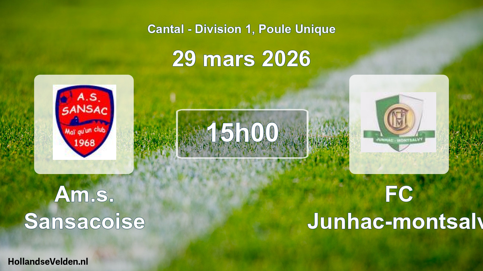 Geplande wedstrijd: Am.s. Sansacoise - FC Junhac-montsalv (29 maart 2026)