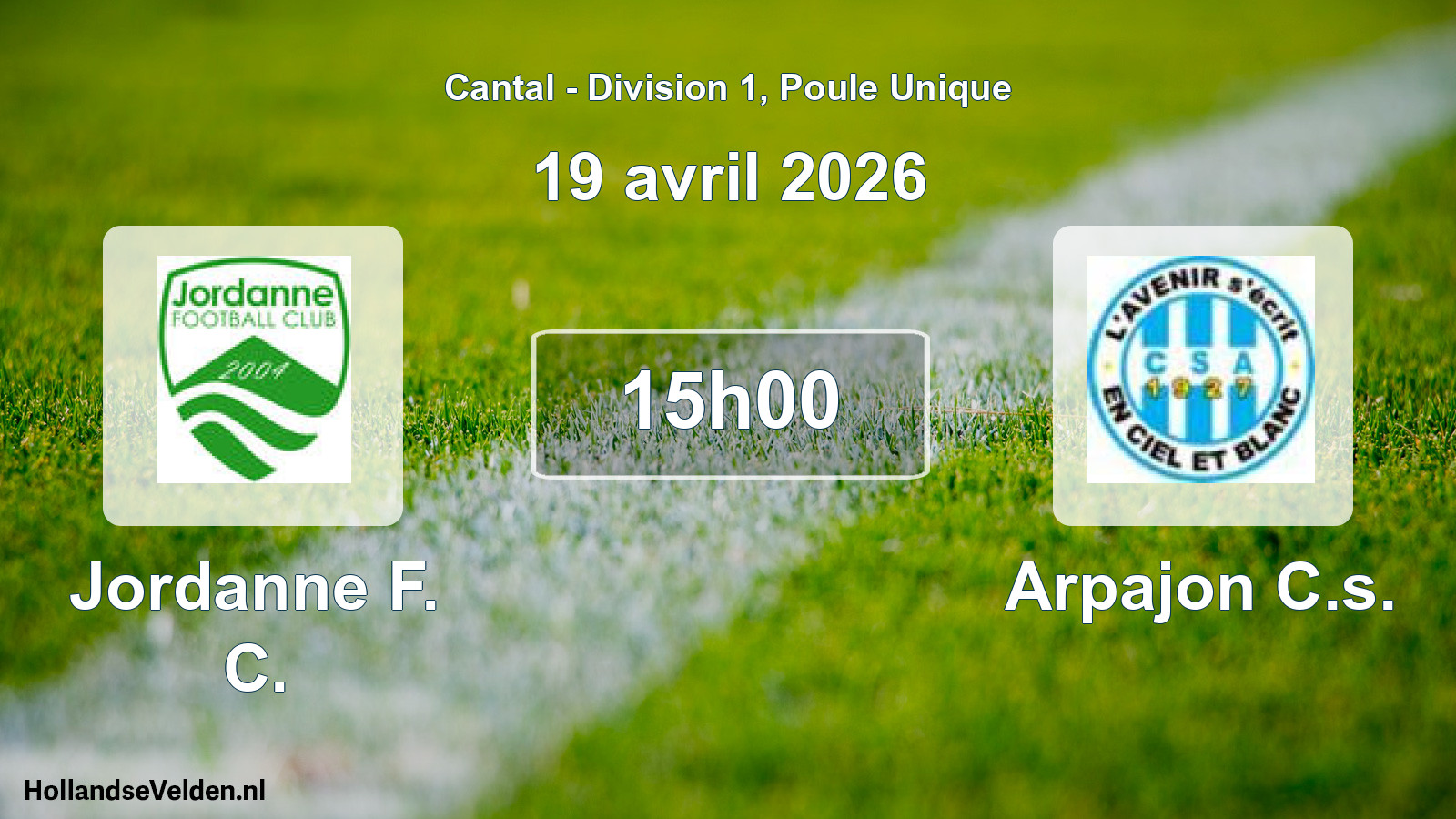 Geplande wedstrijd: Jordanne F. C. - Arpajon C.s. (19 april 2026)