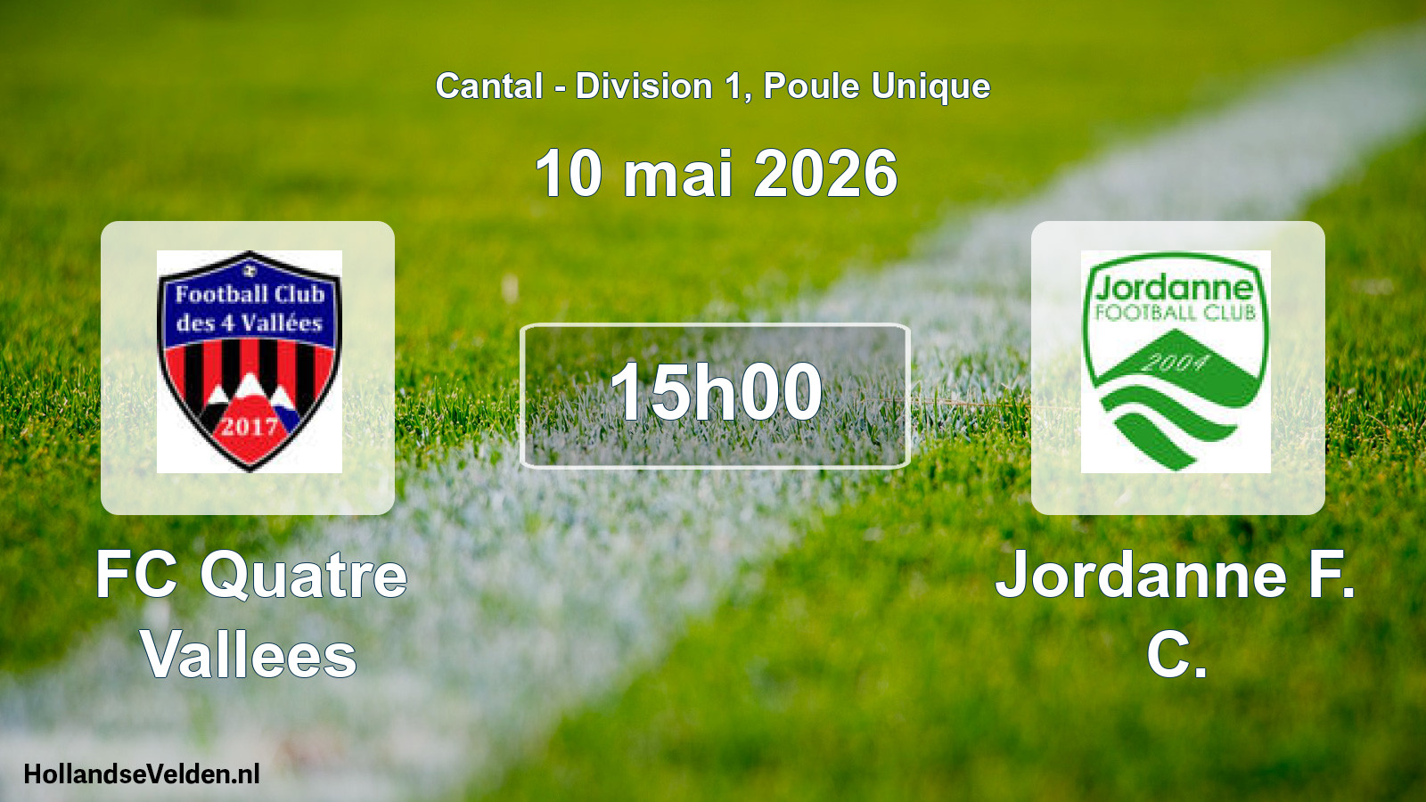 Geplande wedstrijd: FC Quatre Vallees - Jordanne F. C. (10 mei 2026)
