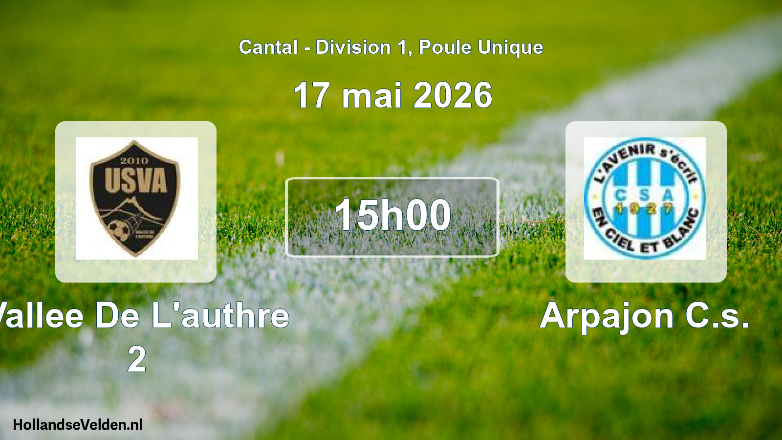 Match programmé: Vallee De L'authre 2 - Arpajon C.s. (17 mai 2026)