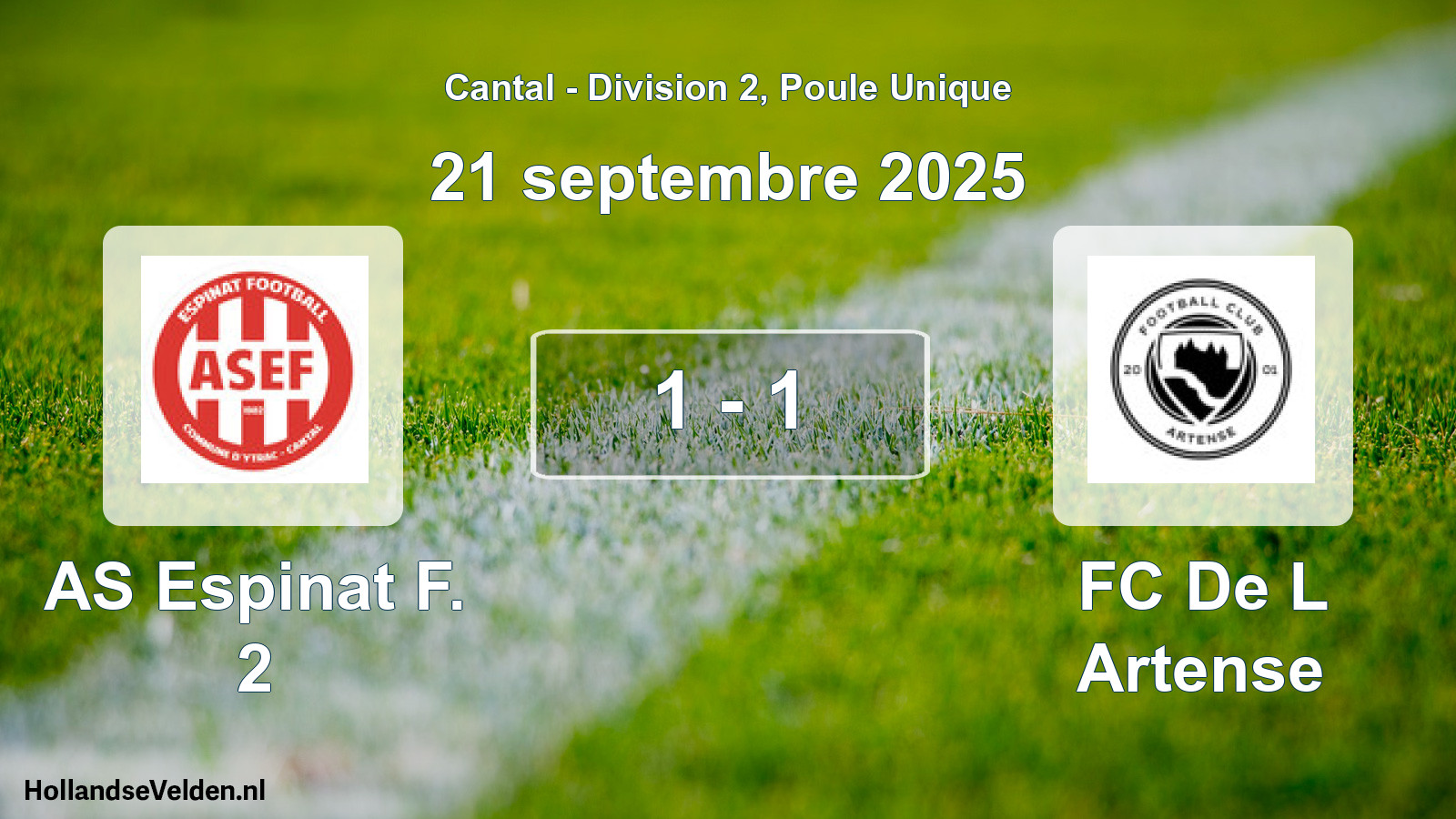Gespeelde wedstrijd: AS Espinat F. 2 - FC De L Artense 1 - 1 (21 september 2025)