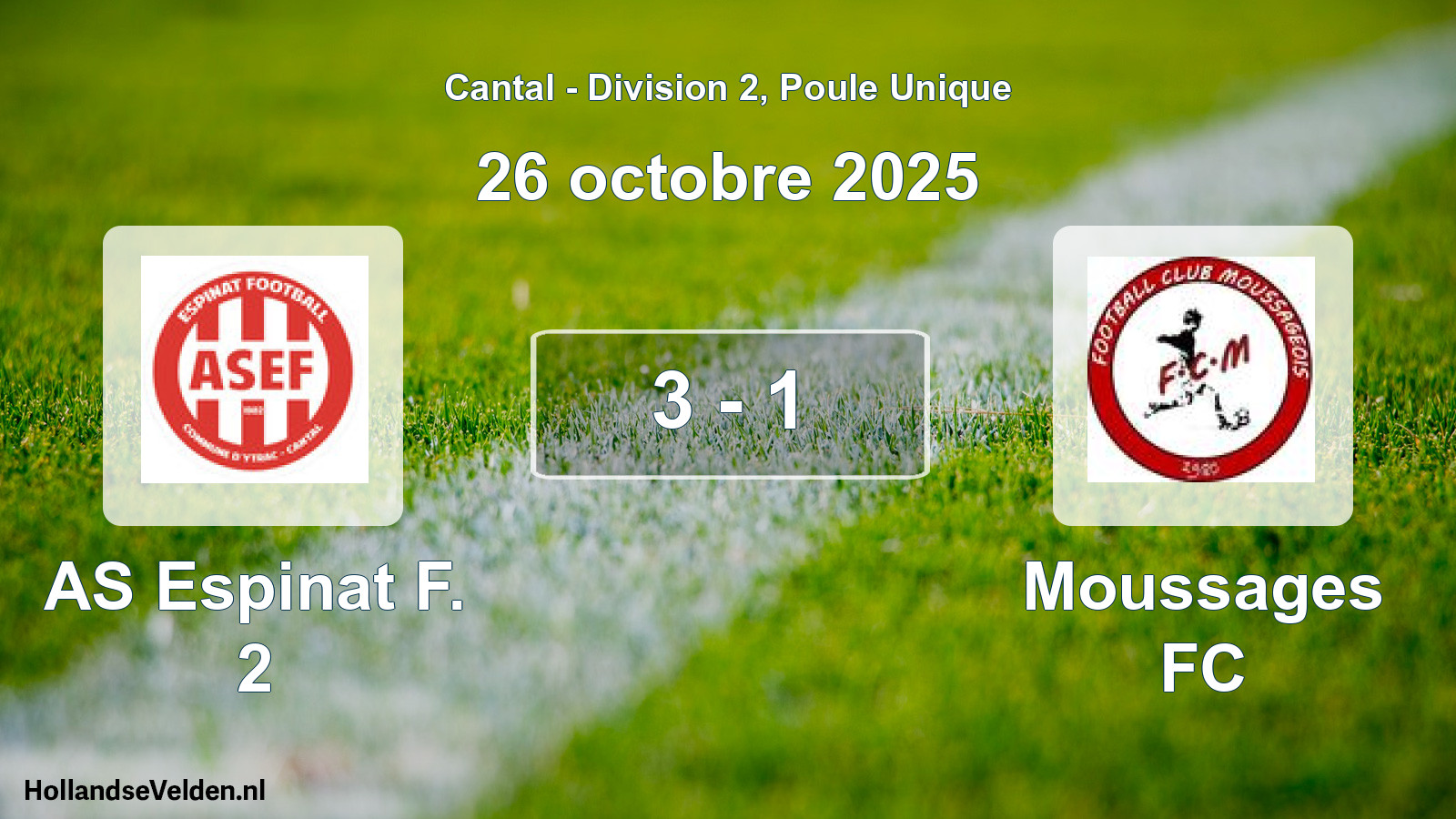 Match joué: AS Espinat F. 2 - Moussages FC 3 - 1 (26 octobre 2025)