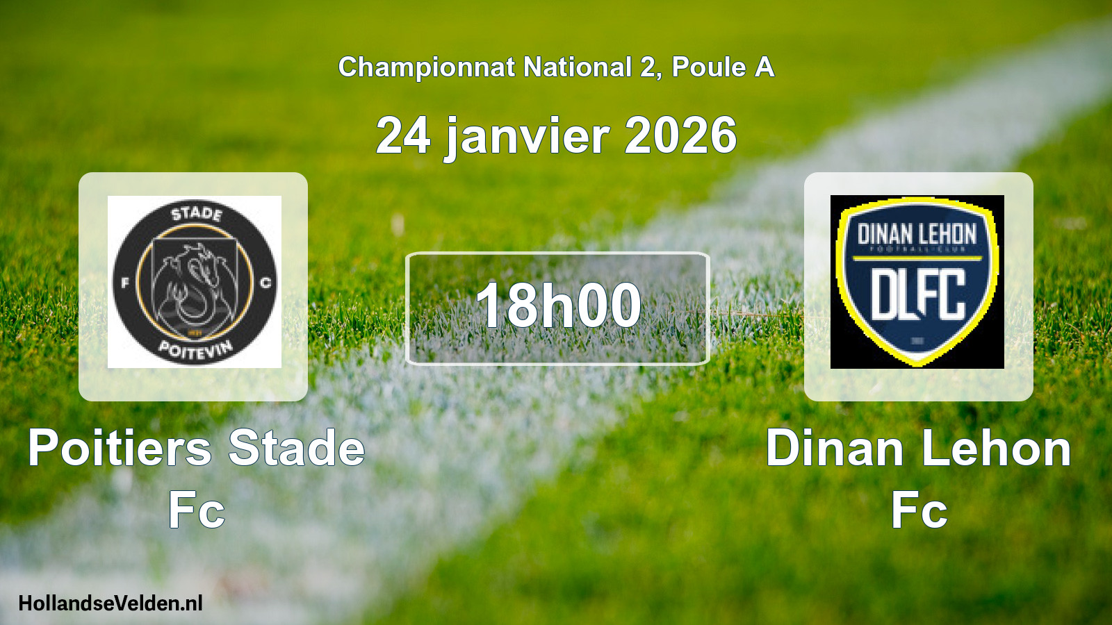 Geplande wedstrijd: Poitiers Stade Fc - Dinan Lehon Fc (24 janvier 2026)