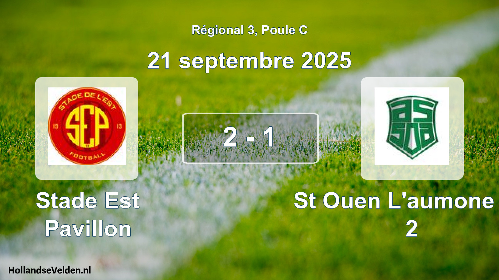 Gespeelde wedstrijd: Stade Est Pavillon - St Ouen L'aumone As 2 2 - 1 (21 septembre 2025)