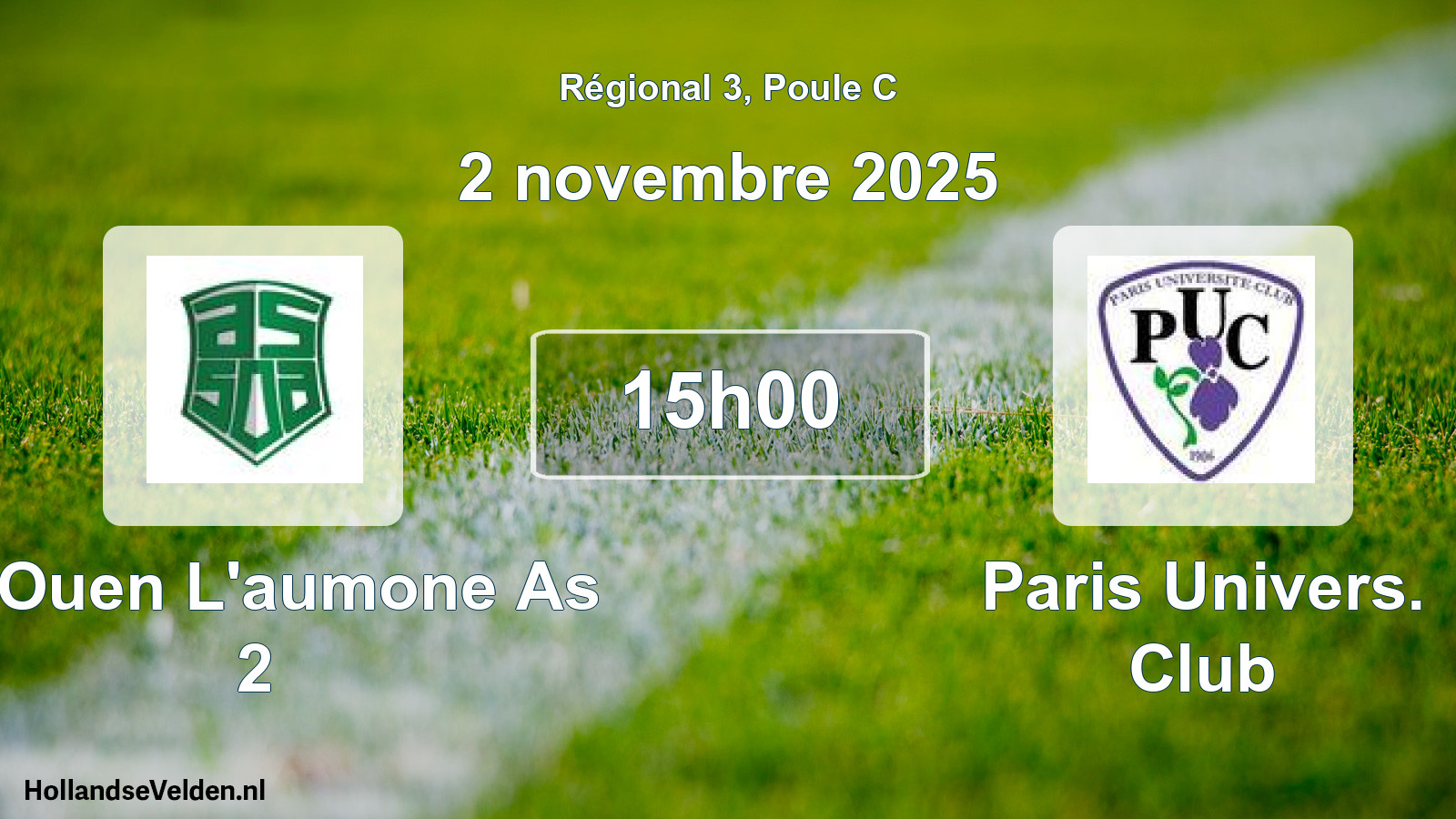 Geplande wedstrijd: St Ouen L'aumone As 2 - Paris Univers. Club (2 novembre 2025)