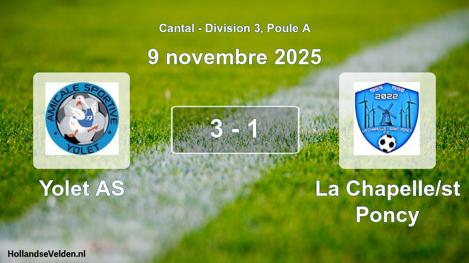 Gespeelde wedstrijd: Yolet AS - La Chapelle/st Poncy 3 - 1 (9 november 2025)