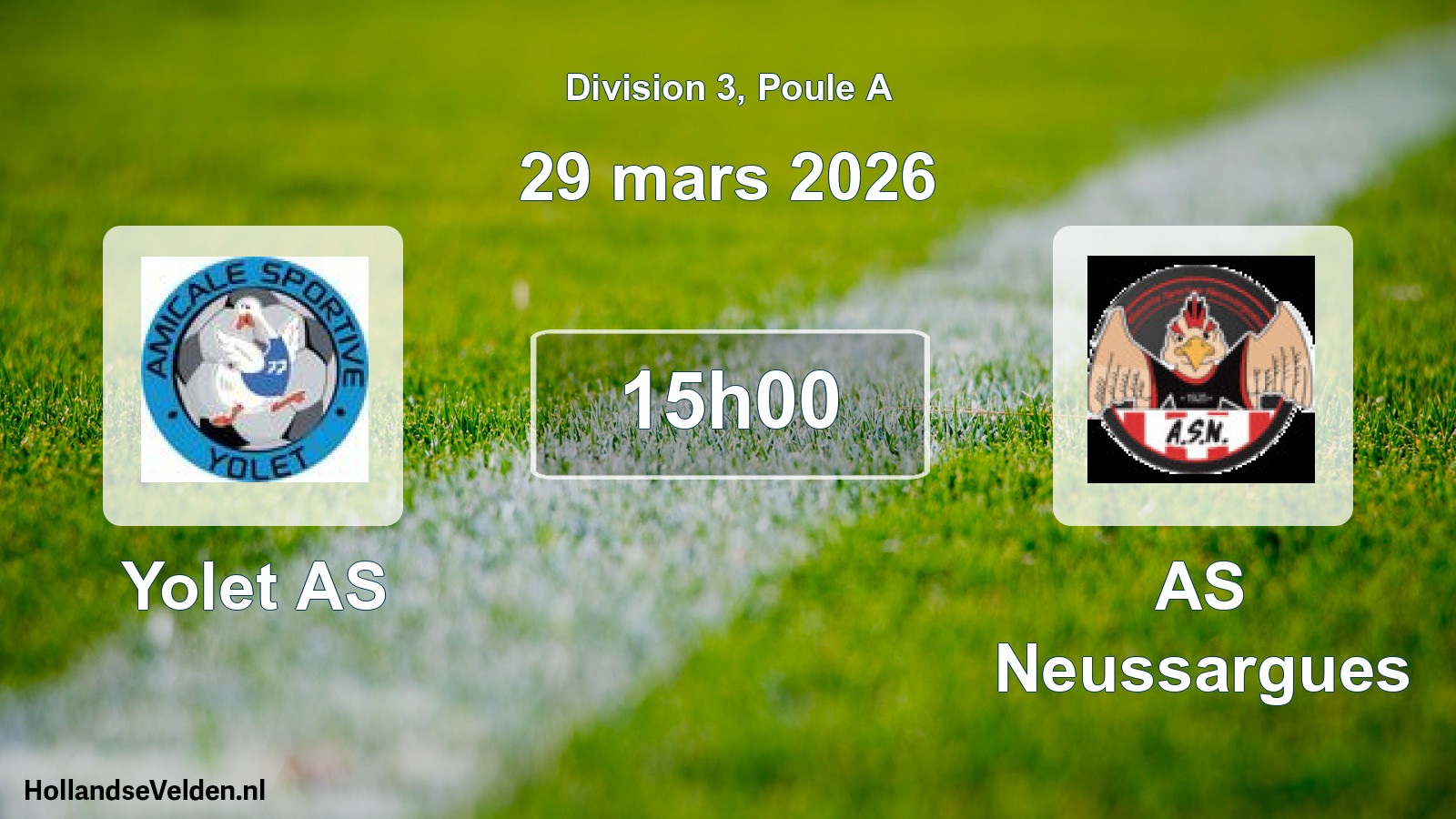 Match programmé: Yolet AS - AS Neussargues (29 mars 2026)