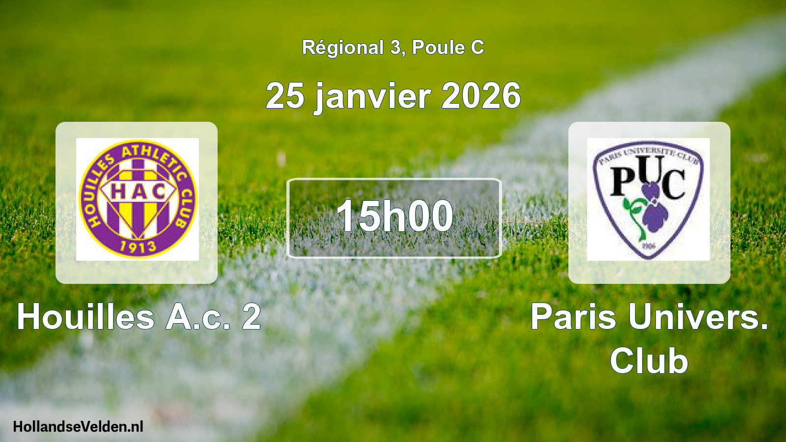 Geplande wedstrijd: Houilles A.c. 2 - Paris Univers. Club (25 janvier 2026)