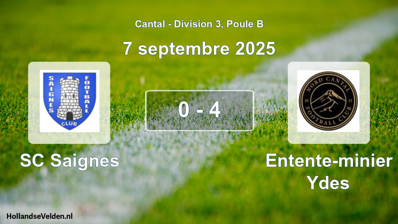 Gespeelde wedstrijd: SC Saignes - Entente-minier Ydes 0 - 4 (7 september 2025)