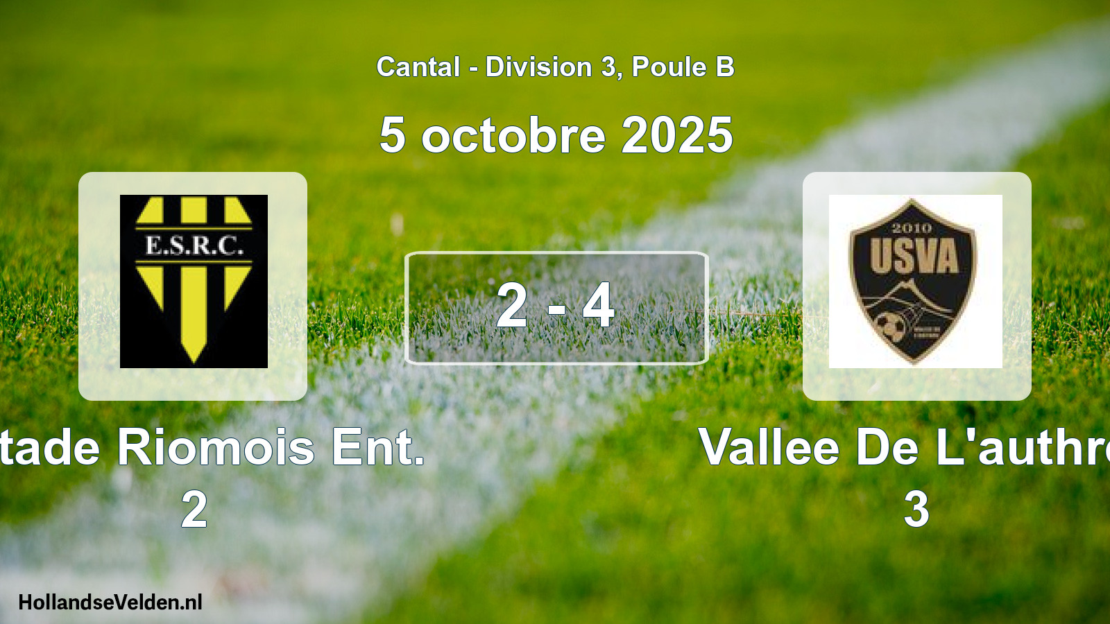 Gespeelde wedstrijd: Stade Riomois Ent. 2 - Vallee De L'authre 3 2 - 4 (5 oktober 2025)