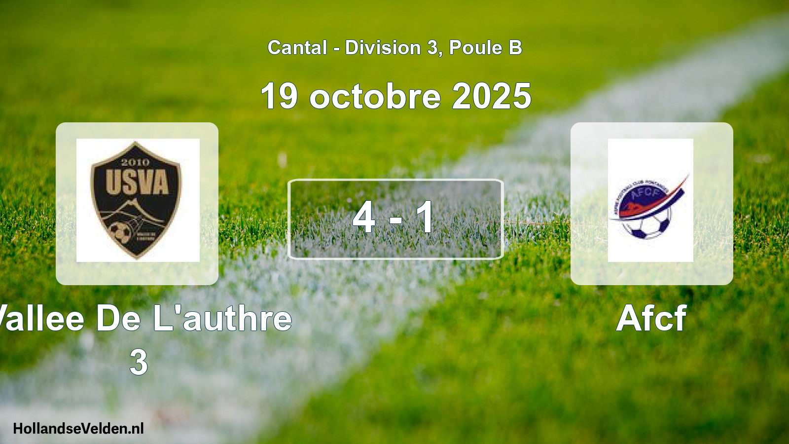 Gespeelde wedstrijd: Vallee De L'authre 3 - Afcf 4 - 1 (19 oktober 2025)