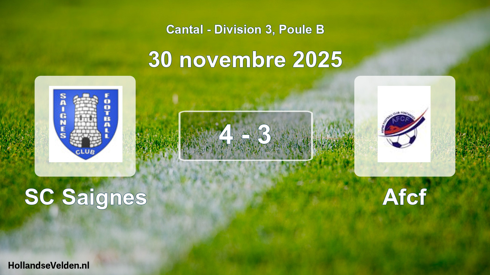 Match joué: SC Saignes - Afcf 4 - 3 (30 novembre 2025)