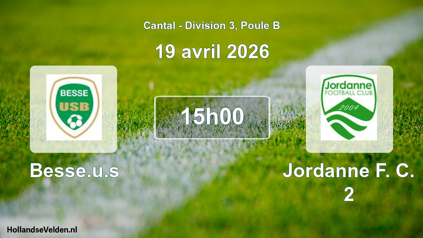 Match programmé: Besse.u.s - Jordanne F. C. 2 (19 avril 2026)
