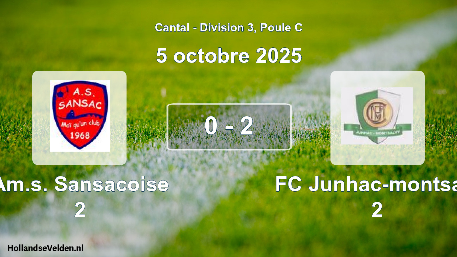 Match joué: Am.s. Sansacoise 2 - FC Junhac-montsalv 2 0 - 2 (5 octobre 2025)