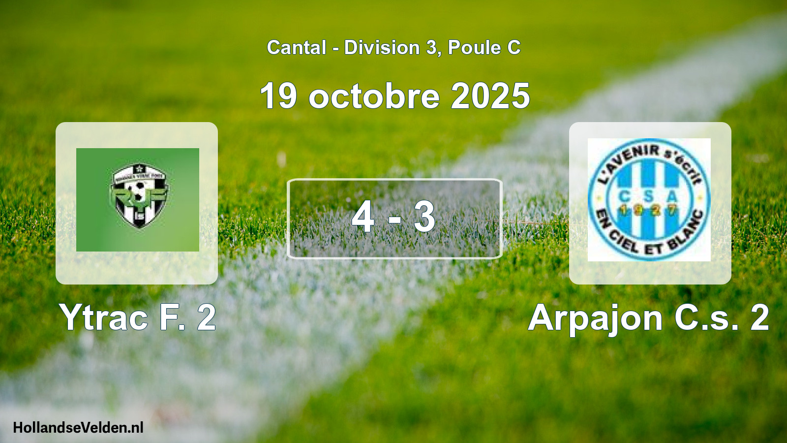 Match joué: Ytrac F. 2 - Arpajon C.s. 2 4 - 3 (19 octobre 2025)