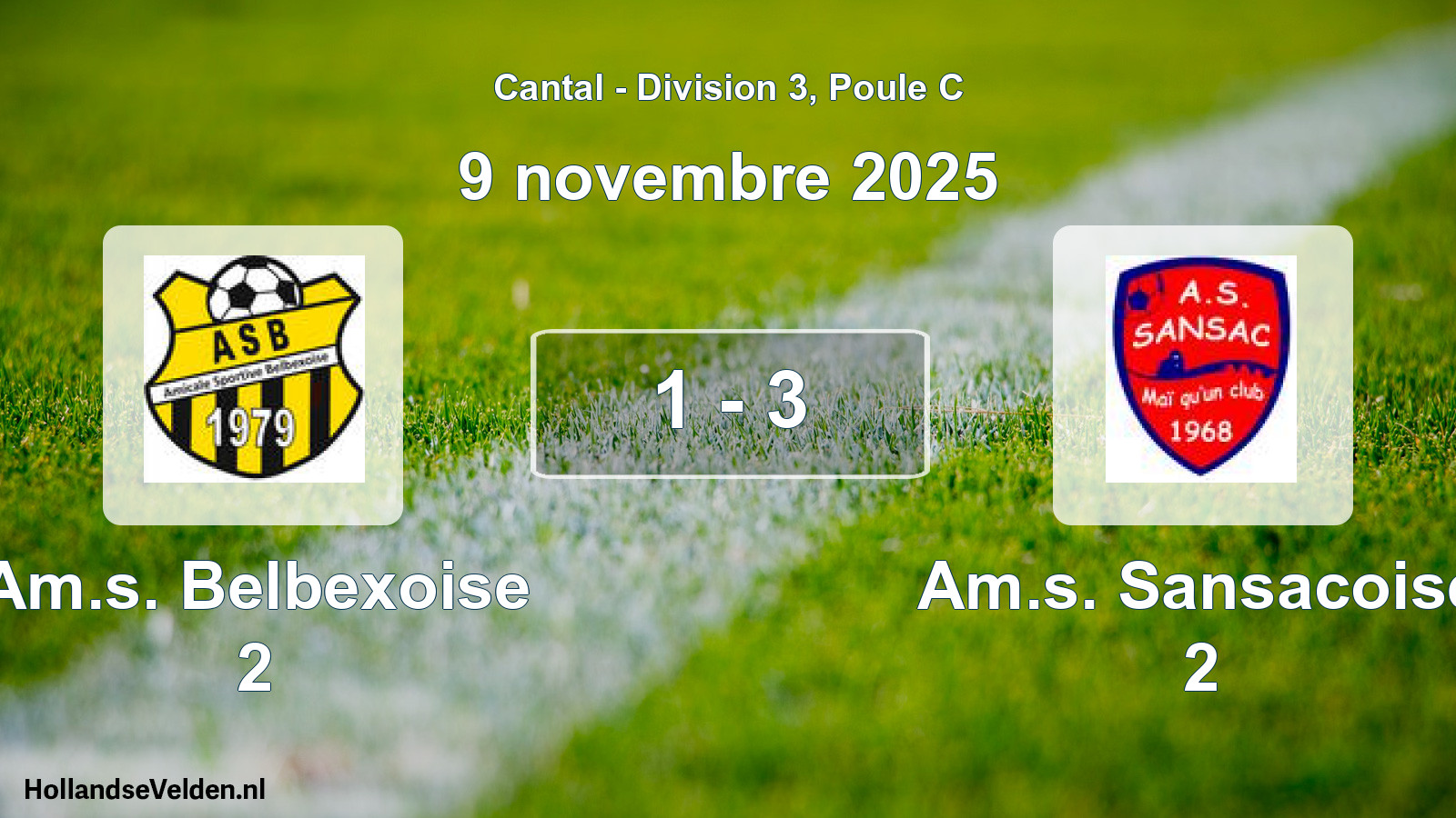 Gespeelde wedstrijd: Am.s. Belbexoise 2 - Am.s. Sansacoise 2 1 - 3 (9 november 2025)