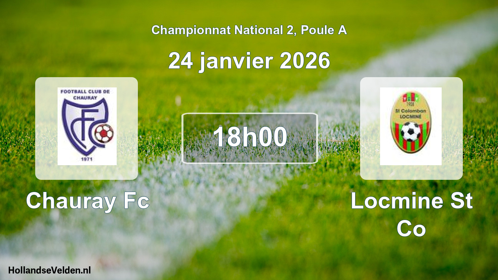 Geplande wedstrijd: Chauray Fc - Locmine St Co (24 janvier 2026)