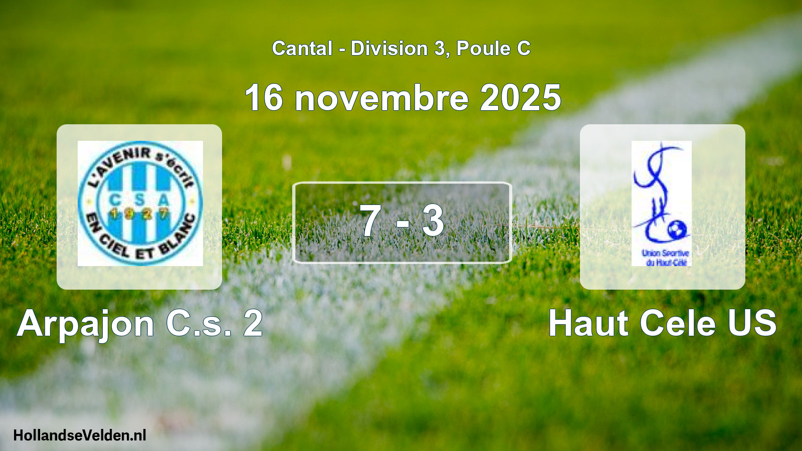 Gespeelde wedstrijd: Arpajon C.s. 2 - Haut Cele US 7 - 3 (16 november 2025)