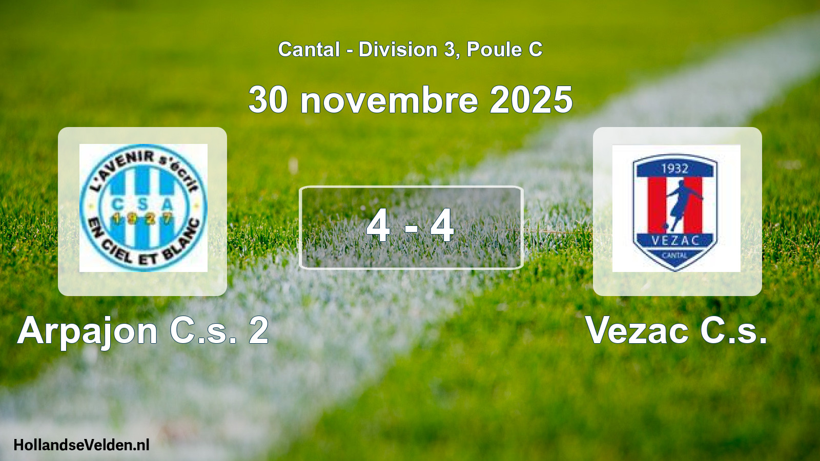 Match joué: Arpajon C.s. 2 - Vezac C.s. 4 - 4 (30 novembre 2025)