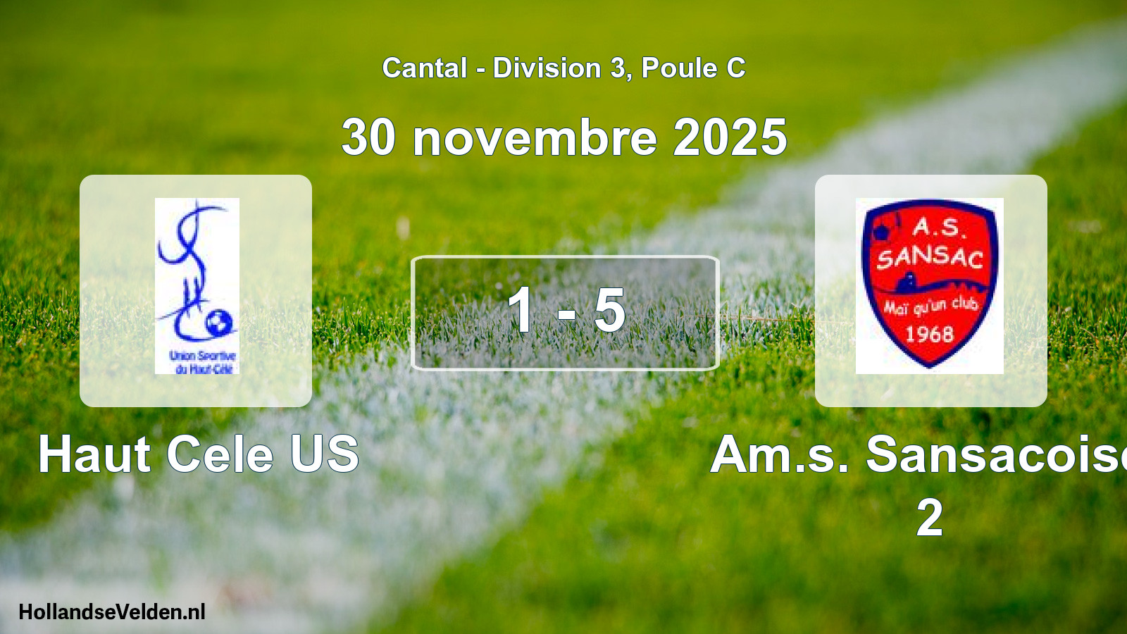 Match joué: Haut Cele US - Am.s. Sansacoise 2 1 - 5 (30 novembre 2025)