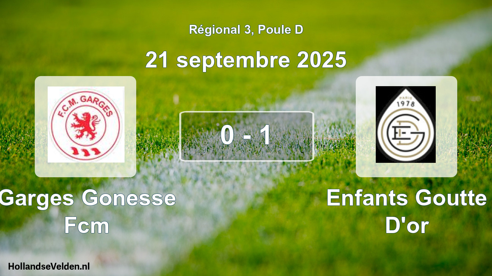 Gespeelde wedstrijd: Garges Gonesse Fcm - Enfants Goutte D'or 0 - 1 (21 september 2025)