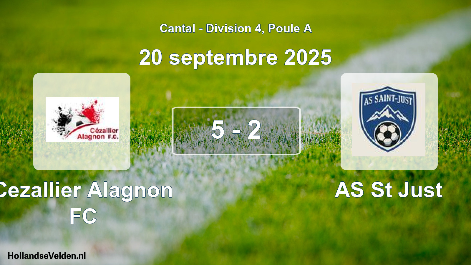 Gespeelde wedstrijd: Cezallier Alagnon FC - AS St Just 5 - 2 (20 september 2025)